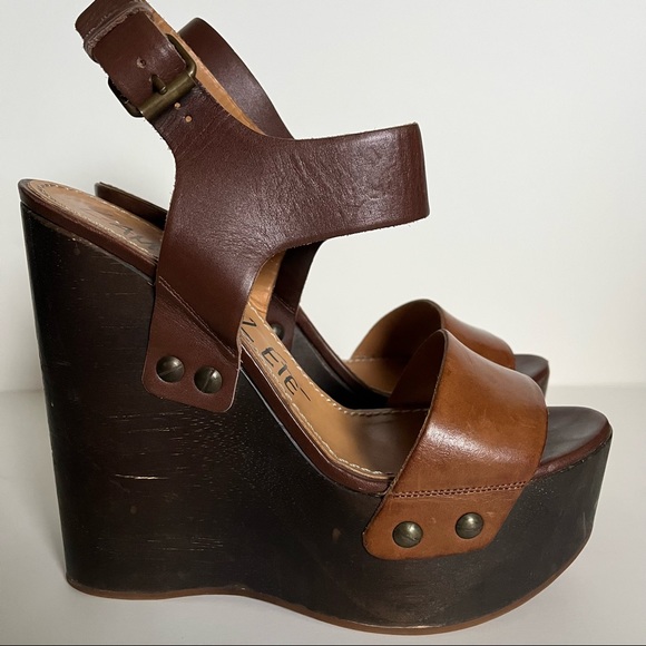 Lanvin 2 tone brown wedge sandals - Picture 3 of 8